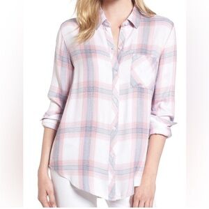 Rails Pink and Blue Plaid Button Down Shirt